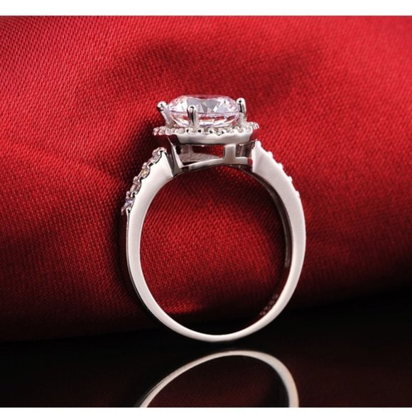 NEW 925 Sterling Silver Diamond Earrings+Ring Set - Picture 6 of 9